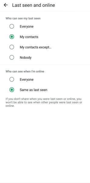 turn the last seen settings to
everyone or my contacts