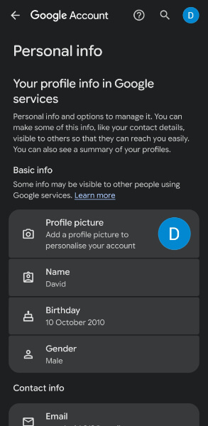 select birthday option