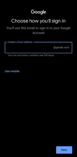 create a gmail address
