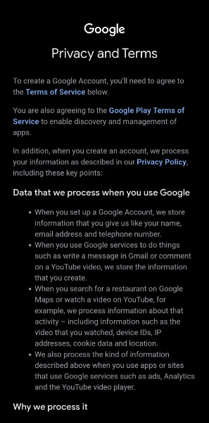 agree with privacy and terms
