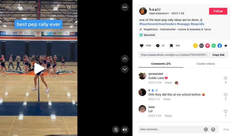 pep rally on tiktok