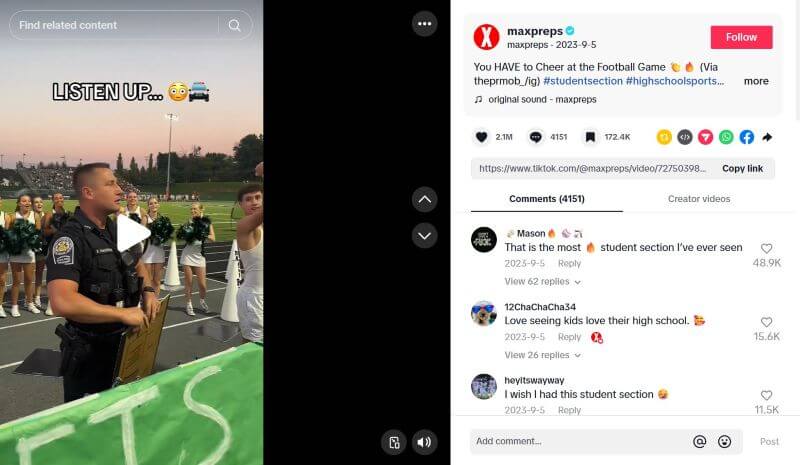 hoco football game on tiktok