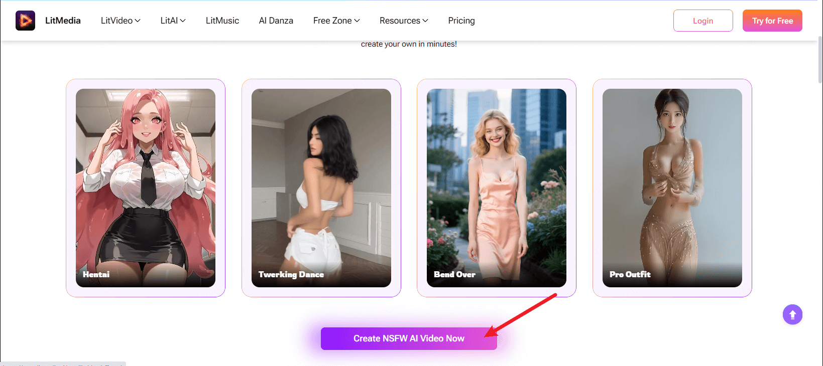 create nsfe ai video litmedia