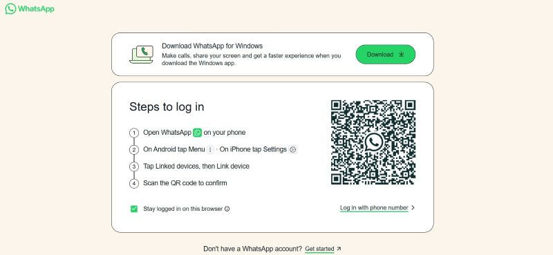 log into the whatsapp account