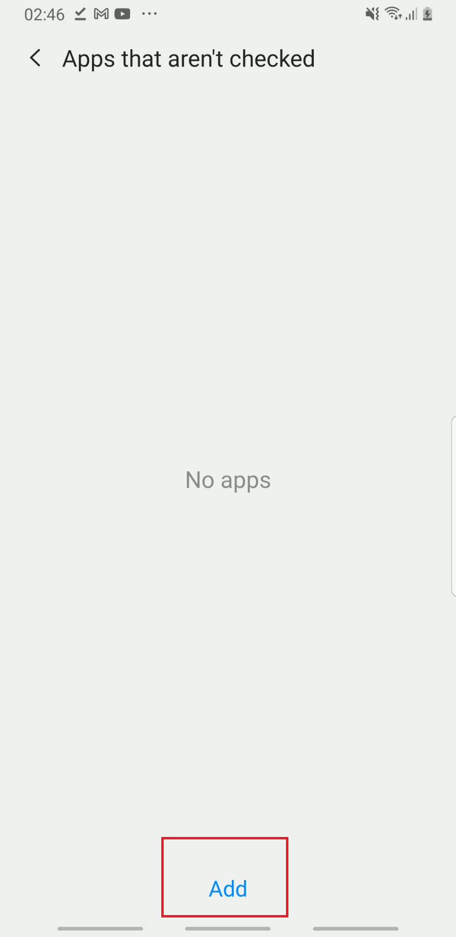 Apps that aren't checked