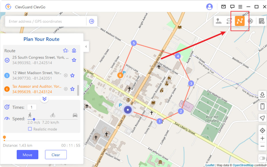 Step to use ClevGo location spoofing