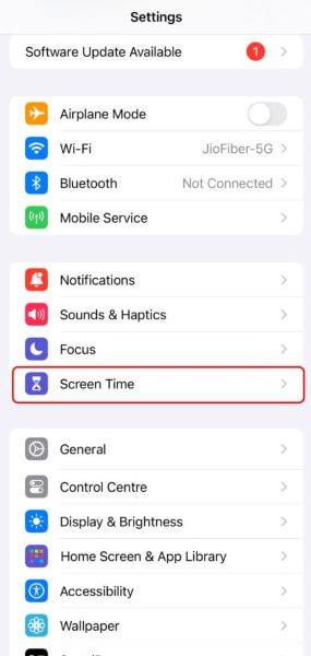 access
    the screen time option in settings