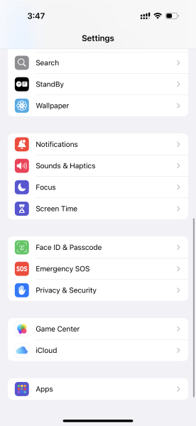 access screen time in settings