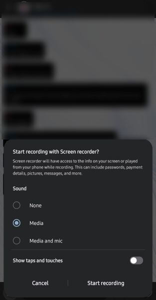 start screen recording a chat