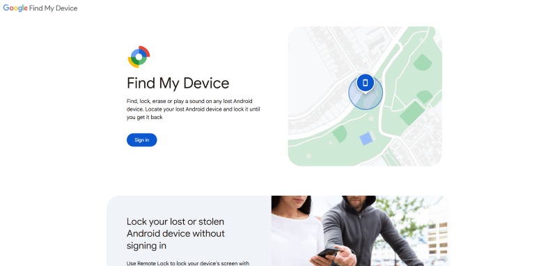 log in to find my device feature