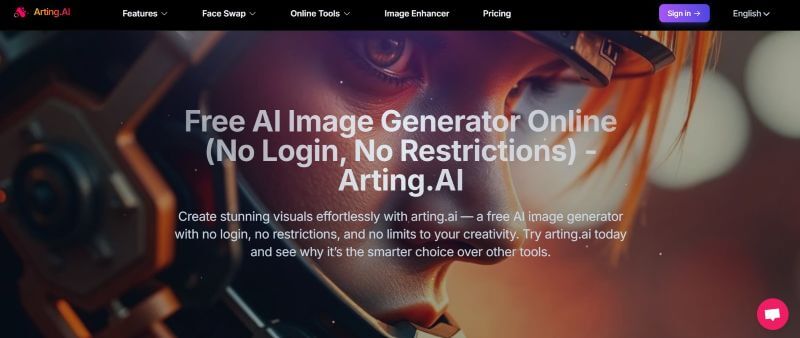 arting ai homepage