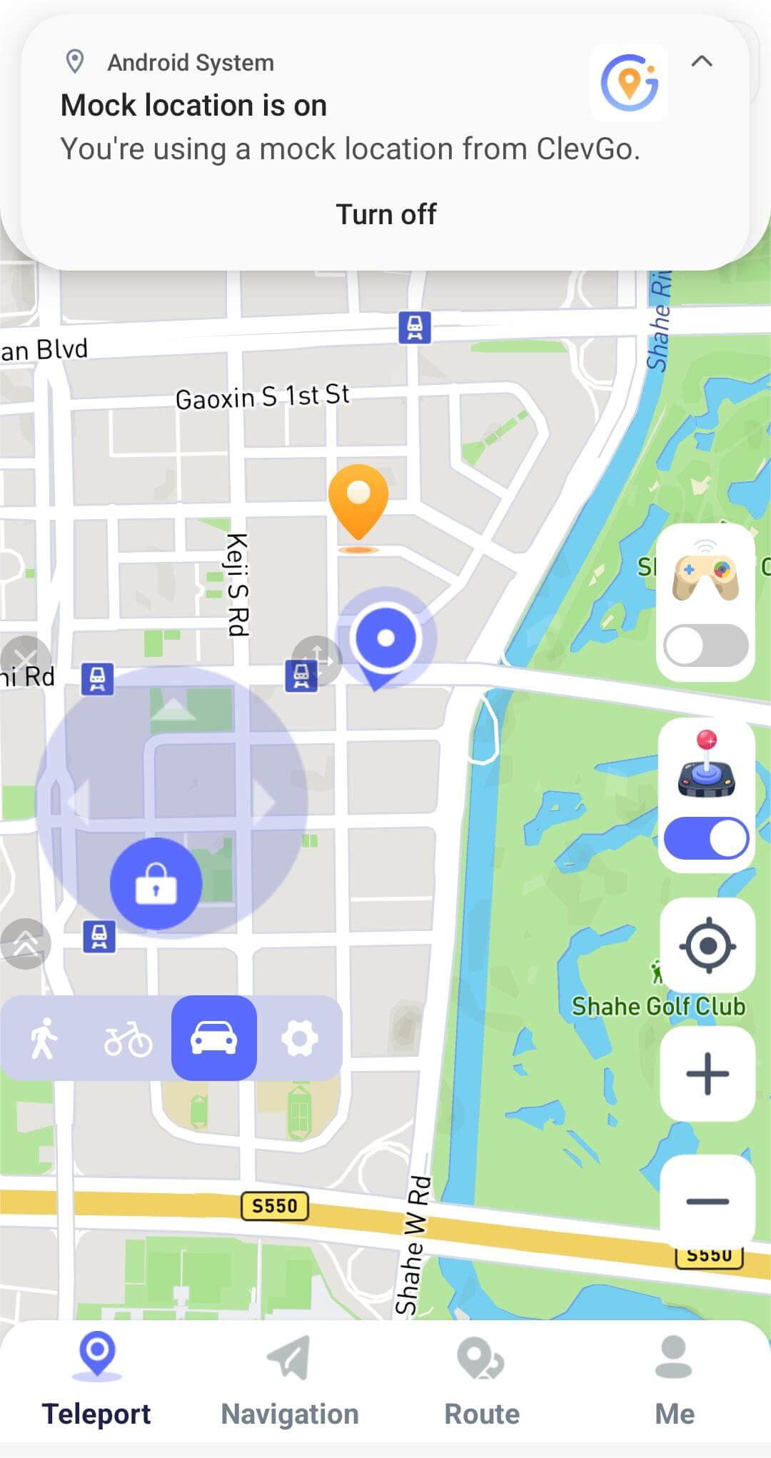 clevgo app joystick mode mock location is on