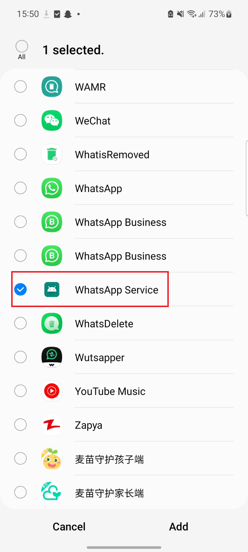 select apps to add