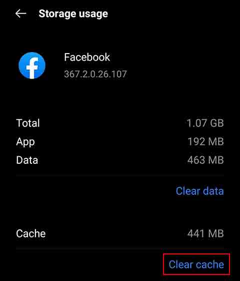 clear facebook dating app cache