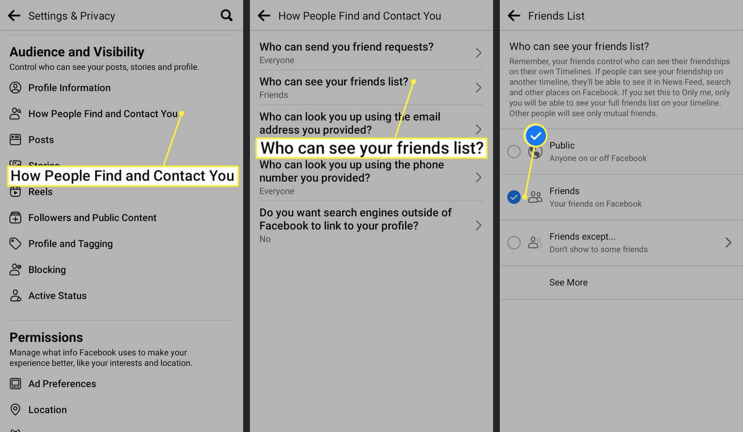 how to hide friends on Facebook on your mobile