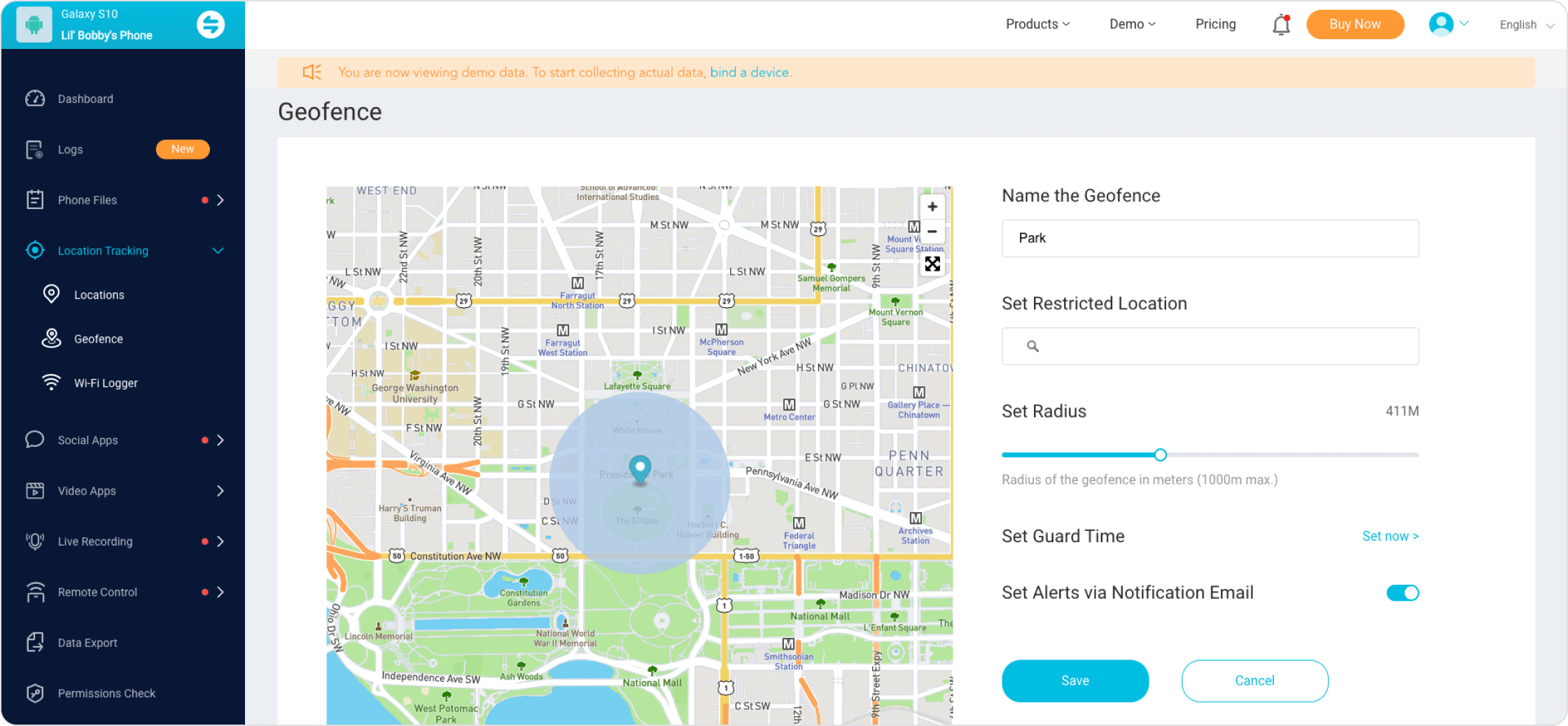 Geofence in dashboard