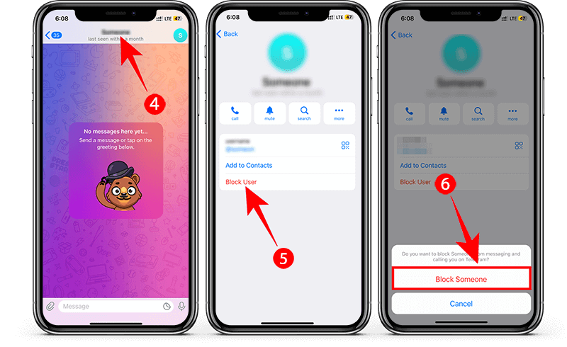 how do you block someone on telegram on iphone