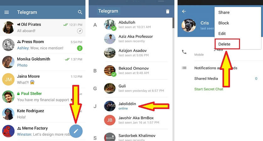 How to Delete Telegram Contacts on Android