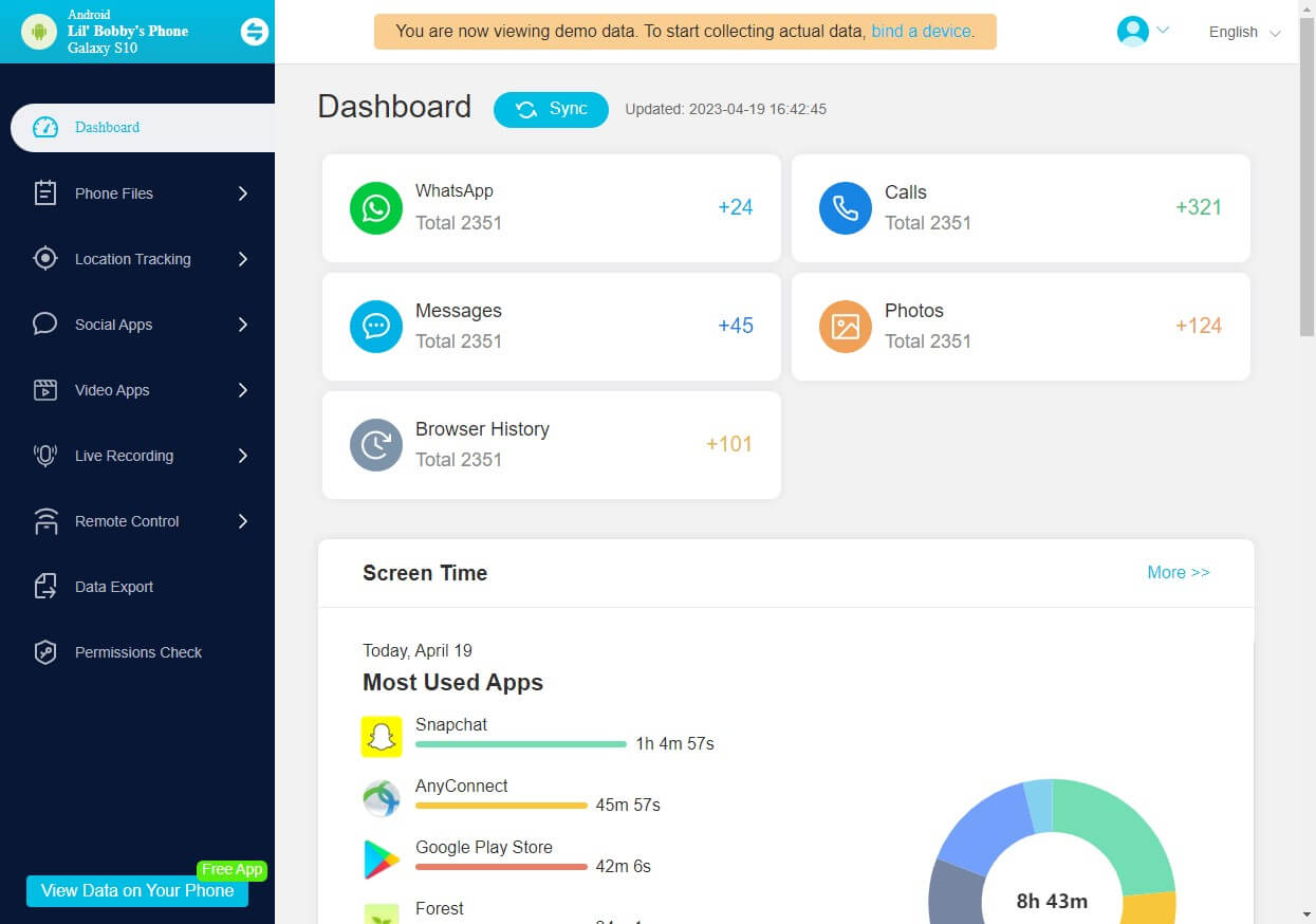 KidsGuard Pro dashboard