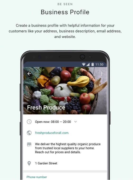 whatsapp business profile