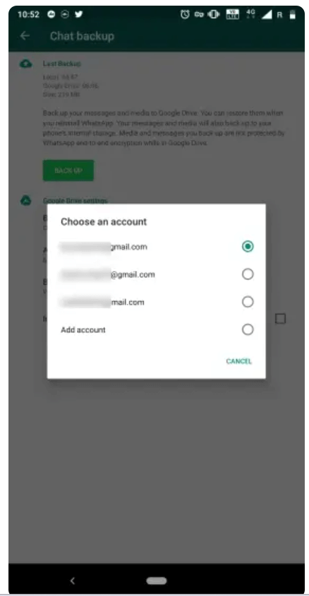 choose a backup email