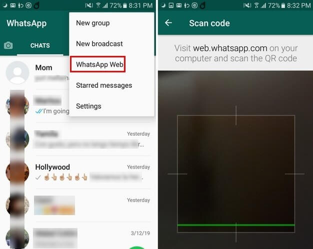Access WhatsApp Web on your computer