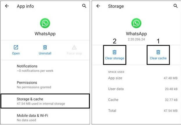 clear whatsapp cache