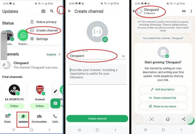 Create WhatsApp Channel on Android Device