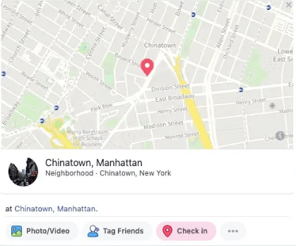 check profile to find someone's location on facebook