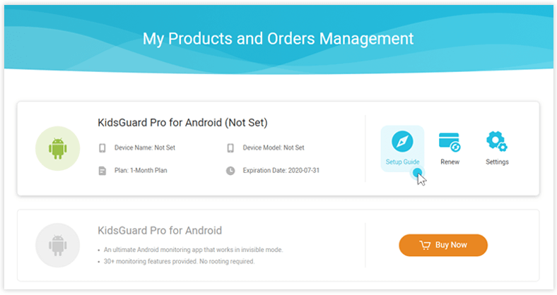 manage kidsguard pro orders