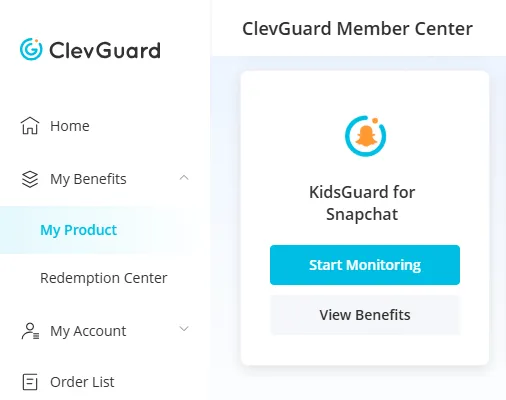 start monitoring using kidsguard for snapchat