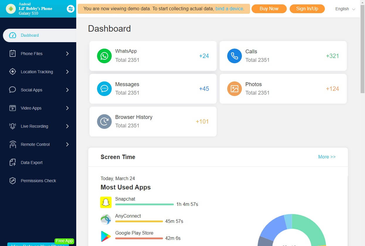 clone android phone with KidsGuard Pro dashboard