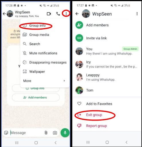   leave whatsapp group without notification