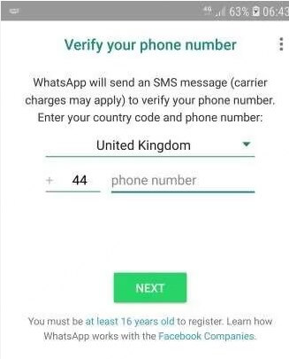 Google Voice number for WhatsApp