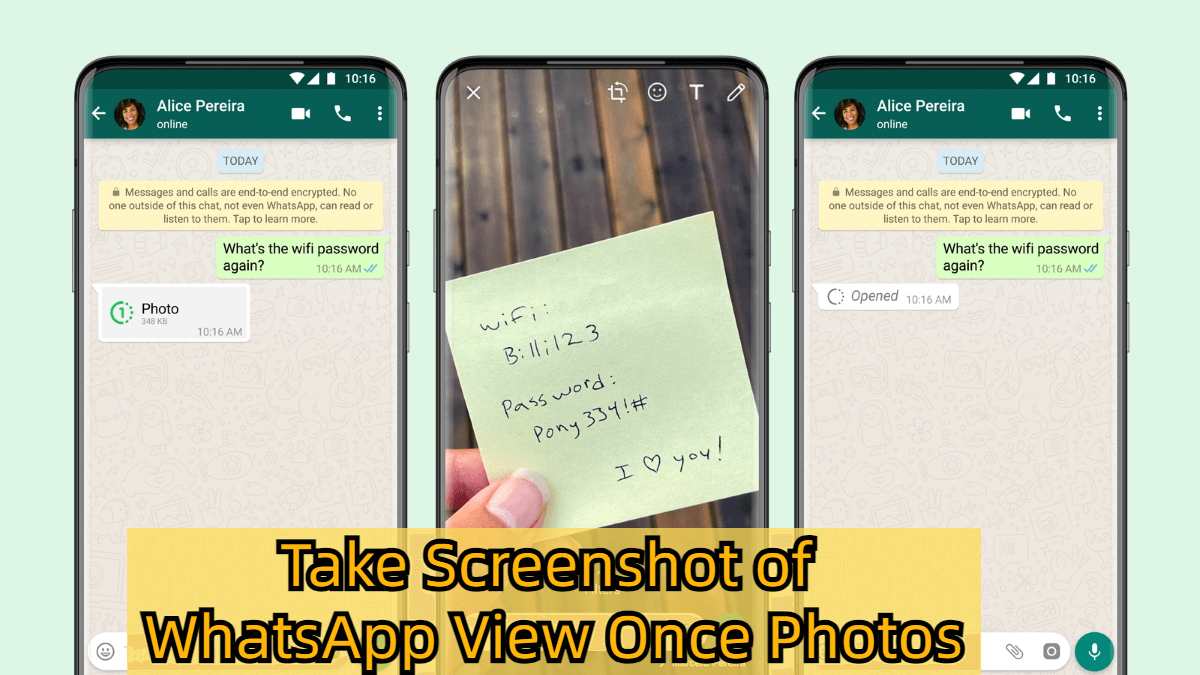 how to take screenshot of WhatsApp view once photos