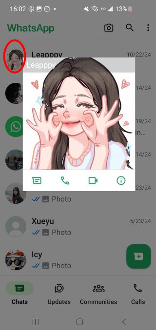 whatsapp profile photo screenshots