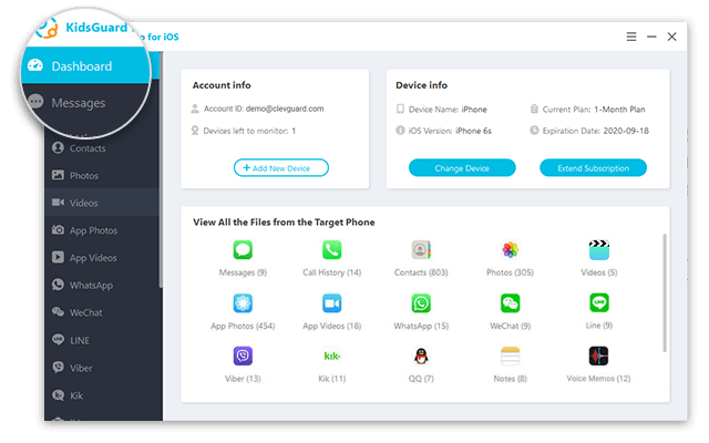 monitor iphone data on dashboard