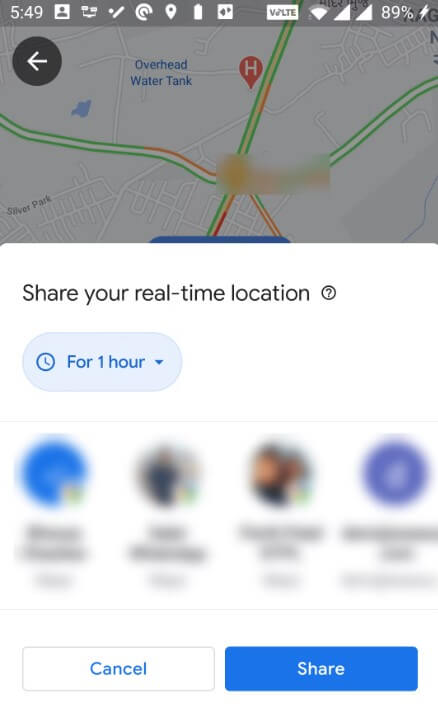 Google Maps share location