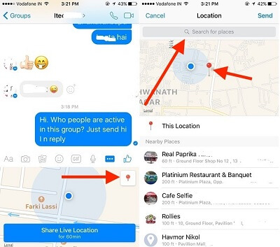 share location on Facebook Messenger