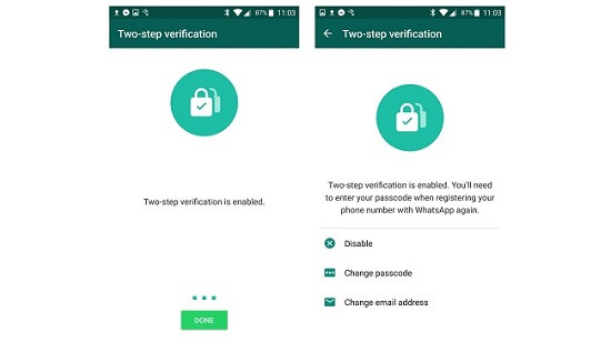 two step verification of whatsapp