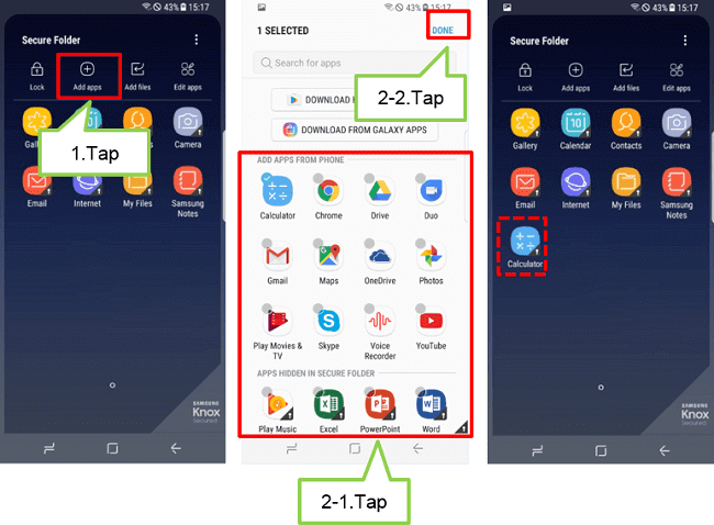 add apps in secure folder