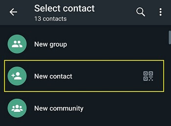 add new contact on whatsapp