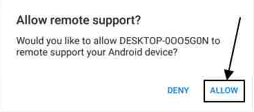 you have to give permission to allow the remote support feature