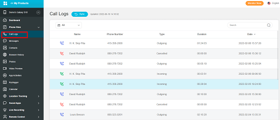 kidsguard pro call log