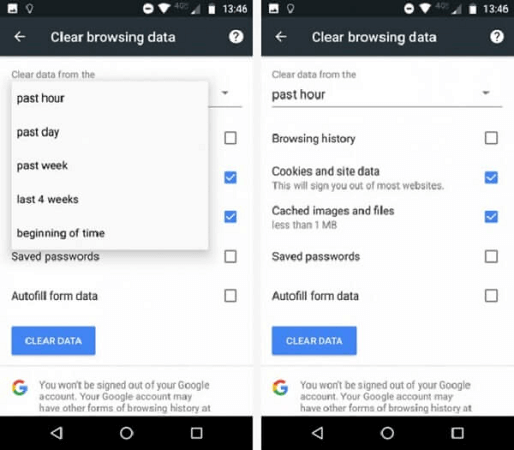 android clear browsing history