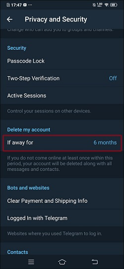 android delete telegram