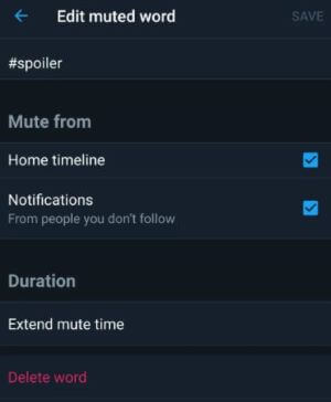 android edit mute words