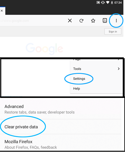 android firefox browsing data