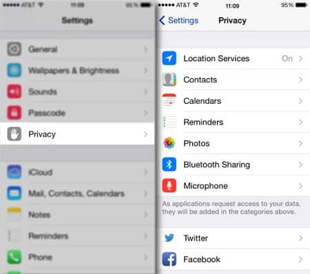 app privacy settings