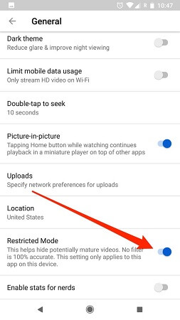 app restricted mode